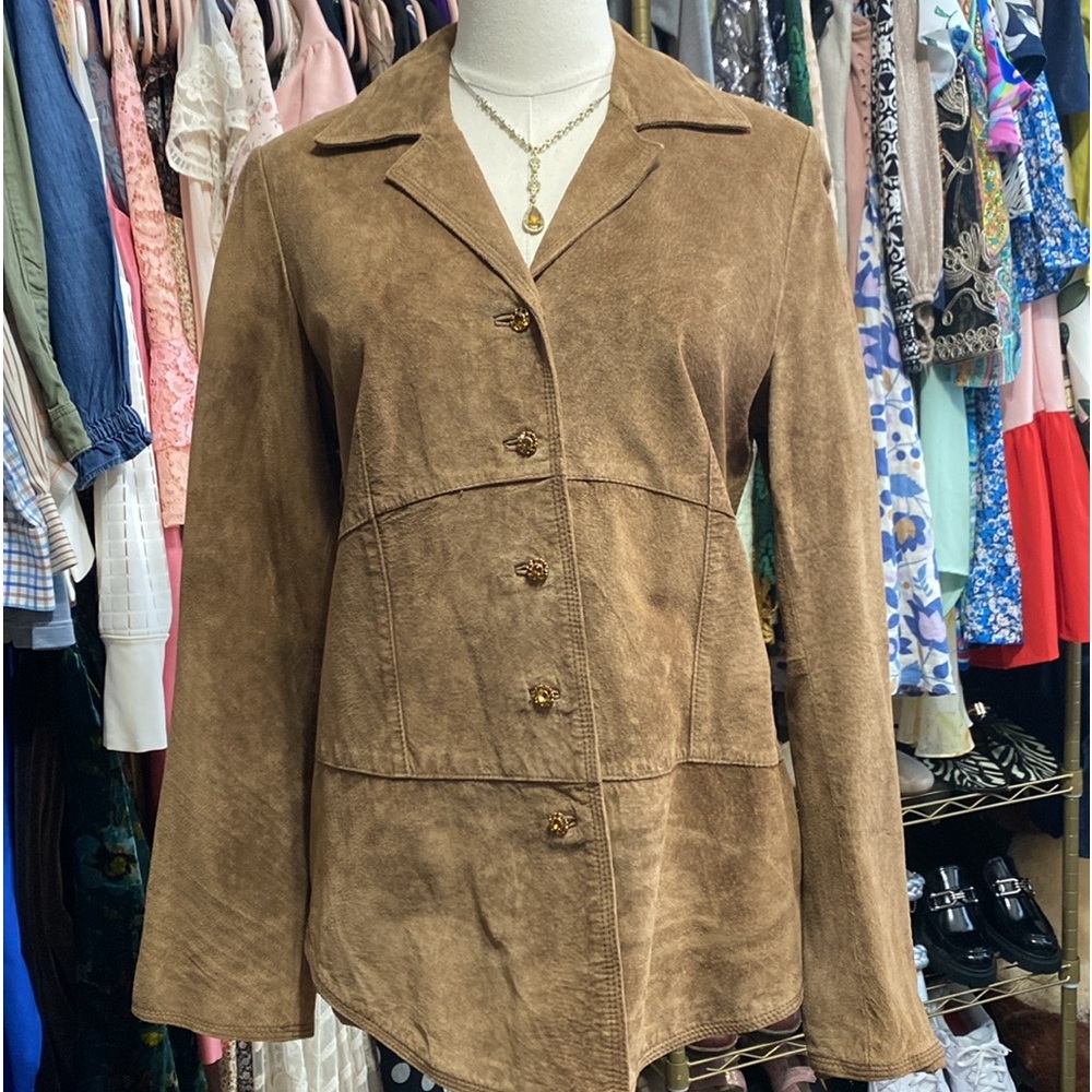 Zazee Jacket Blazer Vintage 100% leather Suede Brown Size M